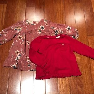 Zara baby girl red longsleeve shirt wit details 9-12 months